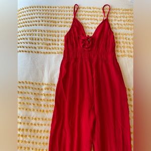 Francesca’s Red Long Jumpsuit